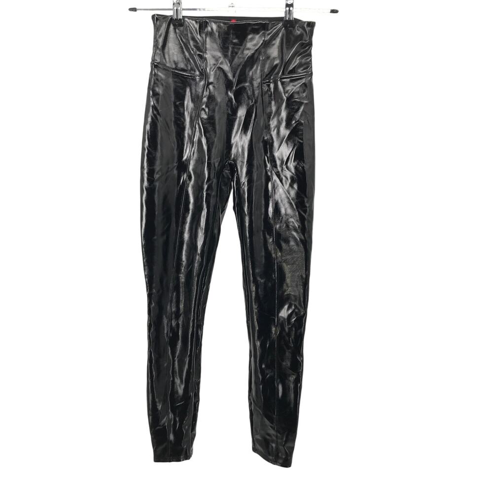 Spanx Black Shiny Faux Patent Leather Legging Size S High Waist - Picture 4 of 10